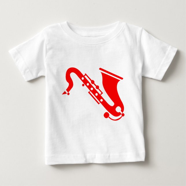 Camiseta Para Bebê Saxofone - Vermelho (Frente)