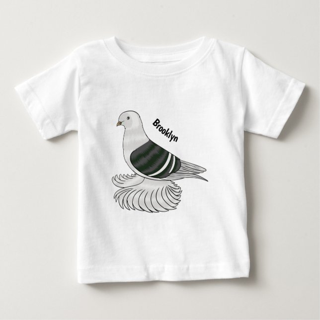 Camiseta Para Bebê Saxon Shield pigeon bird cartoon illustration  (Frente)