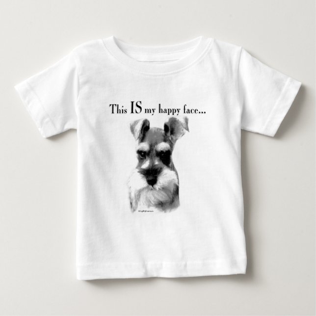 Camiseta Para Bebê Schnauzer Happy Face (Frente)