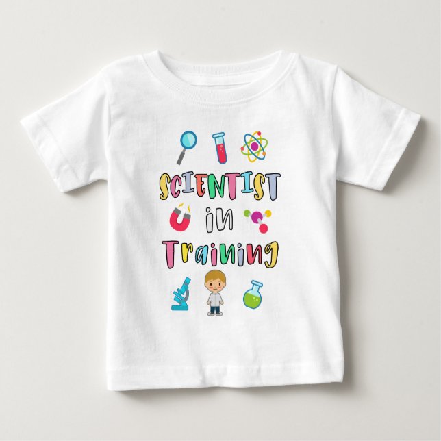 Camiseta Para Bebê Scientist in Training for Young Scientists (Frente)