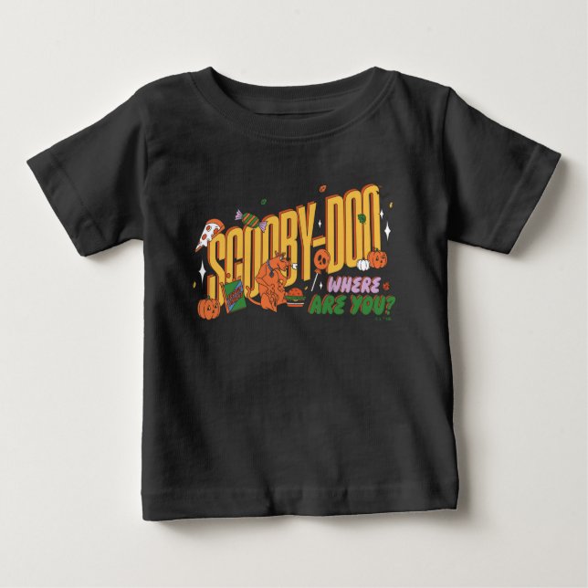 Camiseta Para Bebê Scooby-Doo Halloween Snack Logo (Frente)