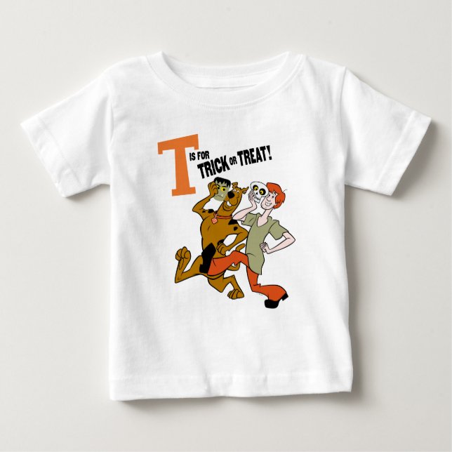 Camiseta Para Bebê Scooby-Doo | T é para Trick ou Tratat (Frente)