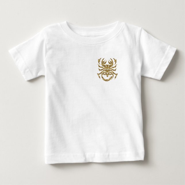 Camiseta Para Bebê Scorpio Zodiac - Tribal Dourado (Frente)