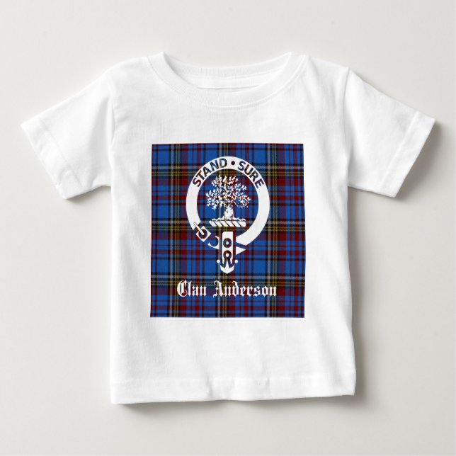 Camiseta Para Bebê Scottish Clan Anderson Crest & Tartan (Frente)