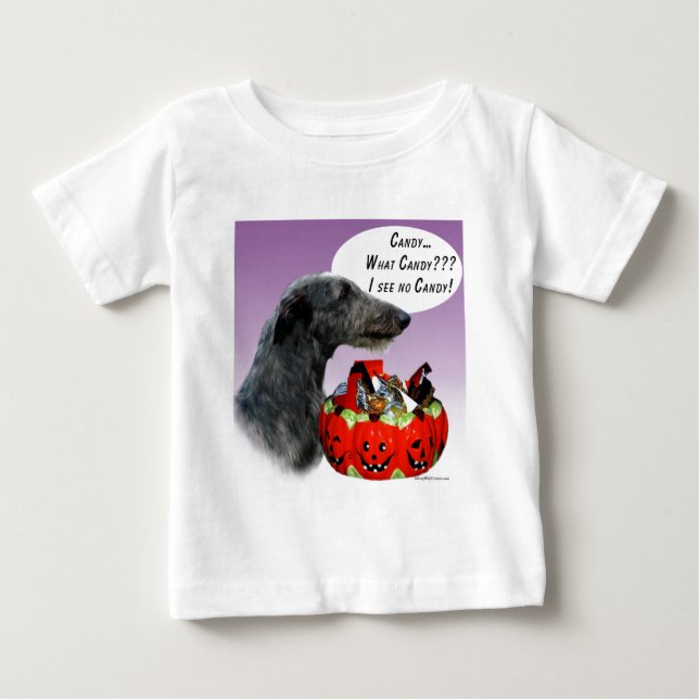 Camiseta Para Bebê Scottish Deerhound Halloween Candy (Frente)