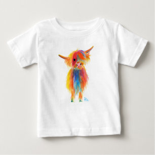 Camiseta Para Bebê Scottish Highland Cow ' ANGEL' por Shirley MacArth