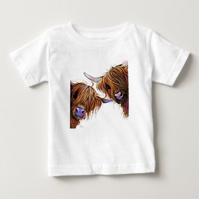 Camiseta Para Bebê Scottish Highland Cow ‘ S&N’ by Shirley MacArthur  (Frente)