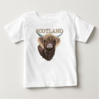 Scottish Highland Cow With Scotland Slogan