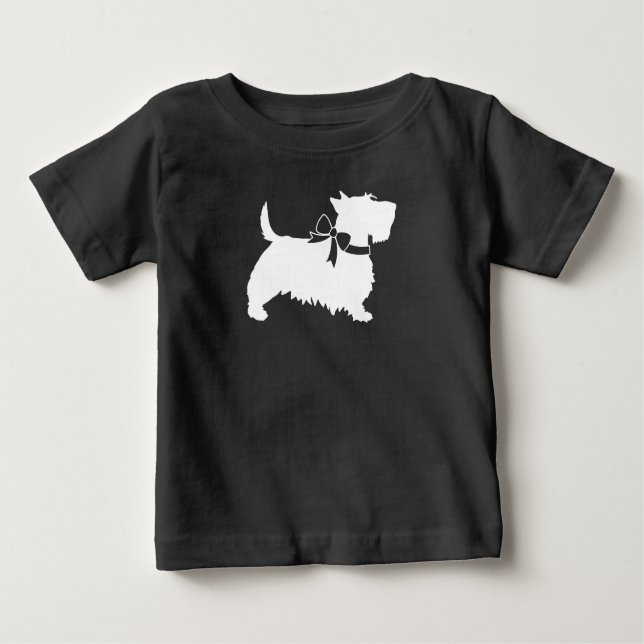 Camiseta Para Bebê Scotty Dog Chá de fraldas Puppy Scottish Terrier C (Frente)