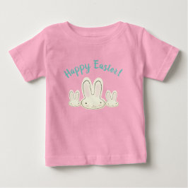 Camiseta Para Bebê script personalizado de coelhos pastel fofinos do 