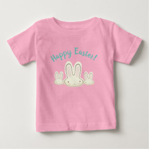 Camiseta Para Bebê script personalizado de coelhos pastel fofinos do