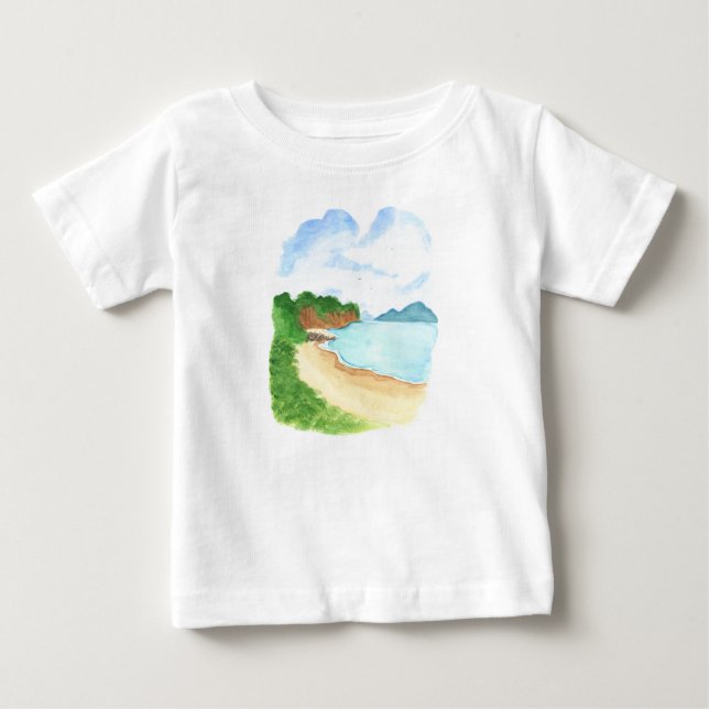 Camiseta Para Bebê Sea Shore Beach  (Frente)