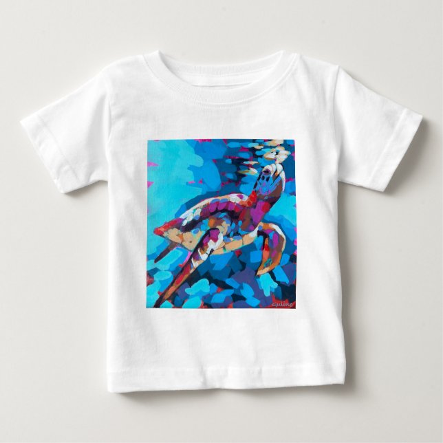 Camiseta Para Bebê Sea Turtle Painting - Beach Home Decor (Frente)