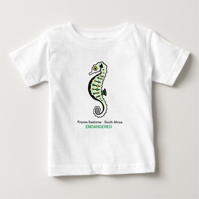 Camiseta Para Bebê SEAHORSE Gira - Ameaçada - Vida selvagem marinha (Frente)