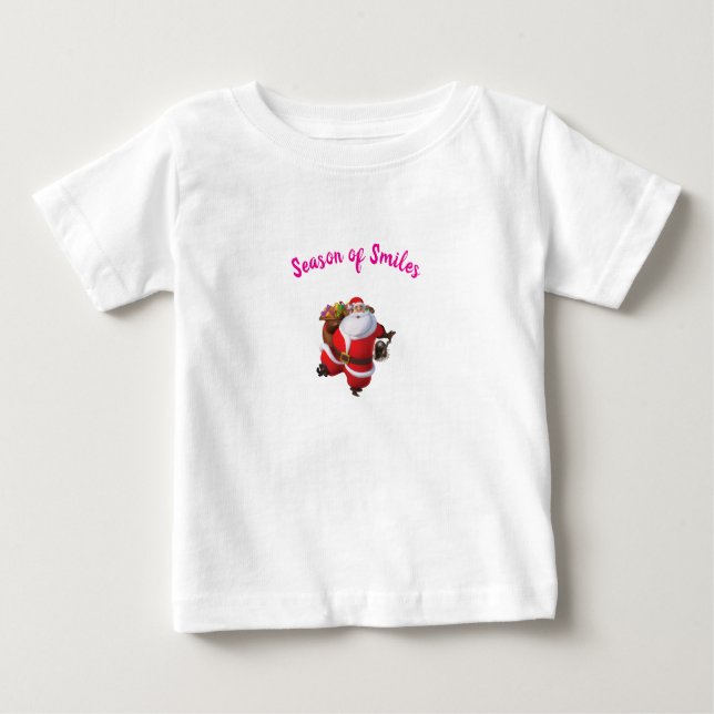 Camiseta Para Bebê Season of Smiles – Cute Baby Christmas T-Shirt (Frente)