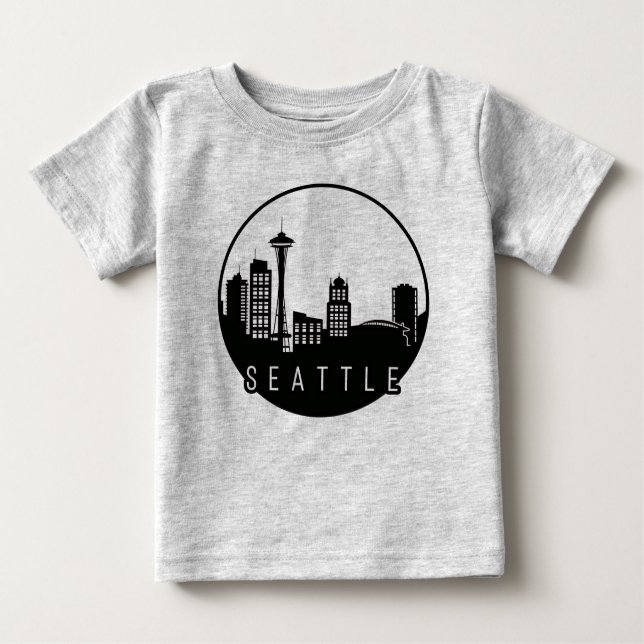 Camiseta Para Bebê Seattle Skyline (Frente)
