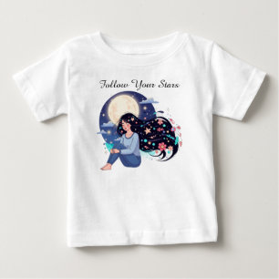 Camiseta Para Bebê Seguir a Mulher Sonhadora Celestial da Estrela Ret