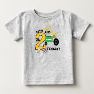 Camiseta Para Bebê segundo aniversário 2 - Parte do trator com tema 