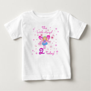 Camiseta Para Bebê Segundo aniversário Anjo Pequeno