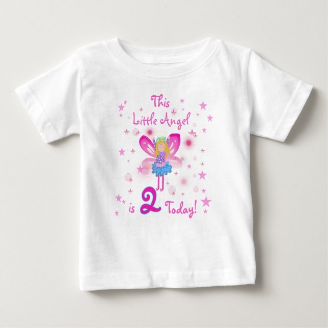 Camiseta Para Bebê Segundo aniversário Anjo Pequeno (Frente)