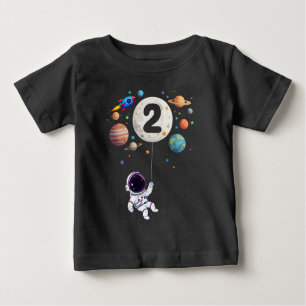 Camiseta Para Bebê segundo aniversário Astronauta de Planetas de Astr