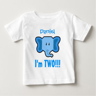 Camiseta Para Bebê Segundo aniversário bienal com elefante V01