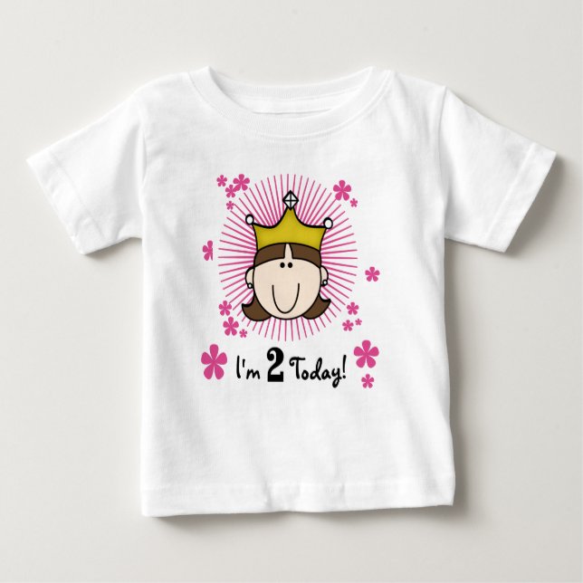 Camiseta Para Bebê Segundo aniversário Brunette Princess (Frente)