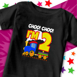 Camiseta Para Bebê Segundo aniversário Colorido do Comboio Bonito Cho