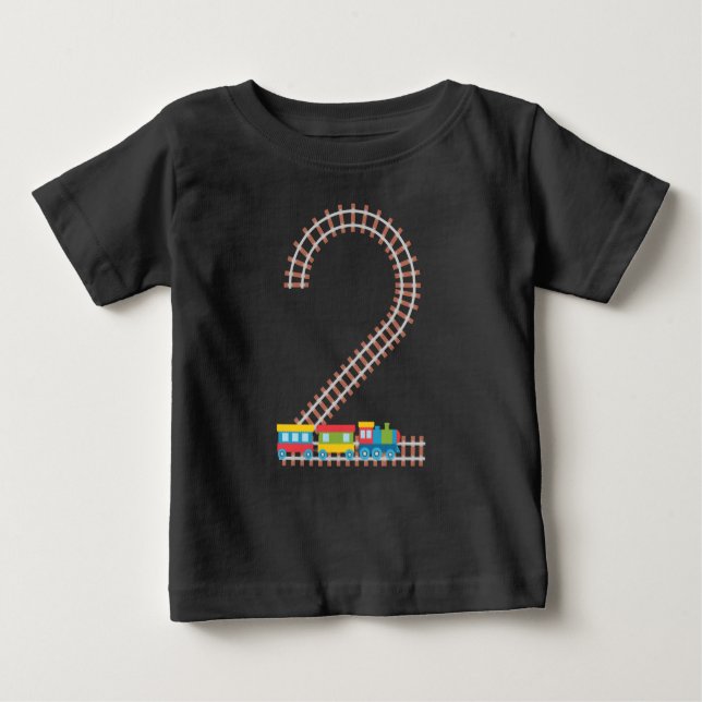 Camiseta Para Bebê segundo aniversário Comboio De 2 Anos Meninos Cria (Frente)