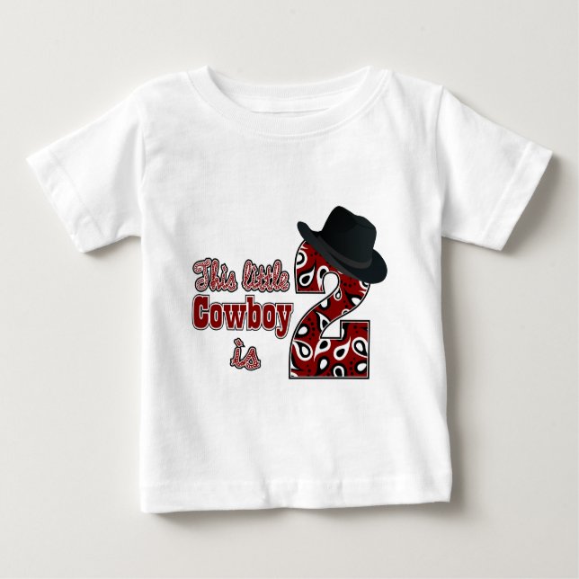 Camiseta Para Bebê Segundo aniversário Cowboy (Frente)