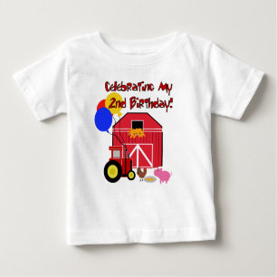 Camiseta Para Bebê Segundo aniversário da fazenda