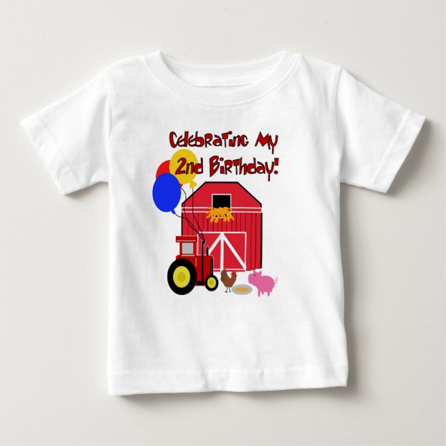 Camiseta Para Bebê Segundo aniversário da fazenda (Frente)