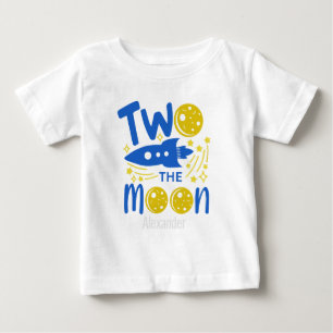 Camiseta Para Bebê Segundo aniversário da Lua Exterior Editável Toddl