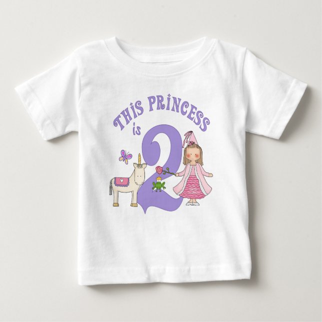 Camiseta Para Bebê Segundo aniversário da Princesa Unicorn (Frente)