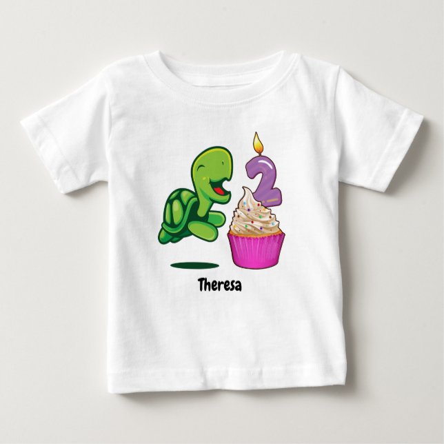 Camiseta Para Bebê Segundo aniversário da tartaruga (Frente)
