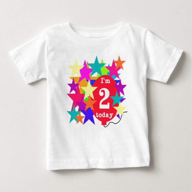 Camiseta Para Bebê Segundo aniversário das estrelas e do balão (Frente)