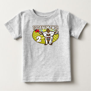 Camiseta Para Bebê segundo aniversário de criança hoje sou dois!Vac