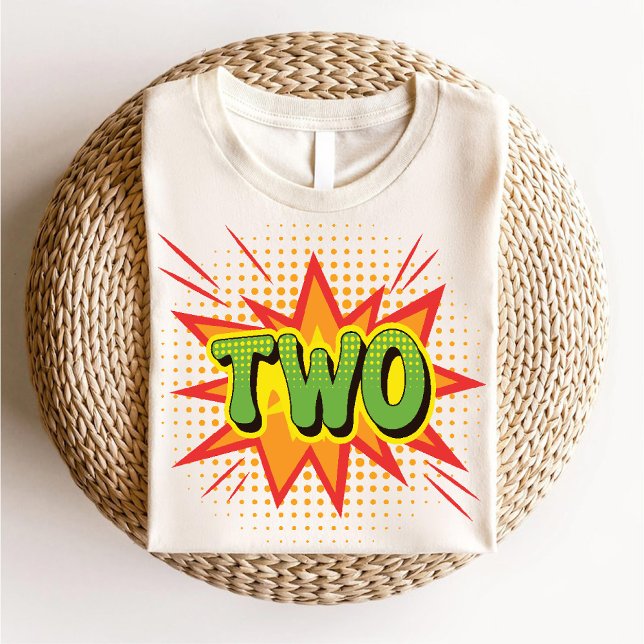 Camiseta Para Bebê Segundo aniversário de Crianças de Tema em Quadrin (Comic Theme Kids 2nd Birthday Unique Retro Toddler Baby T-Shirt)