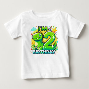 Camiseta Para Bebê Segundo aniversário de dinossauro