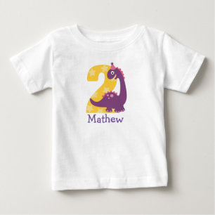 Camiseta Para Bebê Segundo aniversário de Dinossauros Bebê-Cute ou 