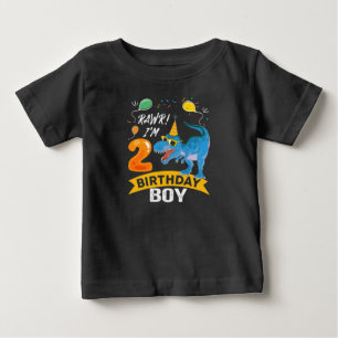 Camiseta Para Bebê segundo aniversário De Presente T Rex Dinossauro