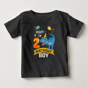 Camiseta Para Bebê segundo aniversário De Presente T Rex Dinossauro D