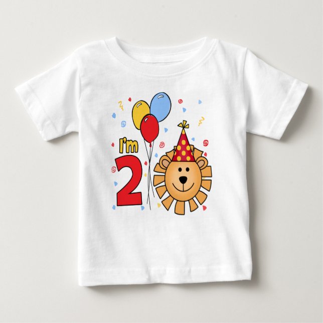 Camiseta Para Bebê Segundo aniversário de rosto de leão (Frente)
