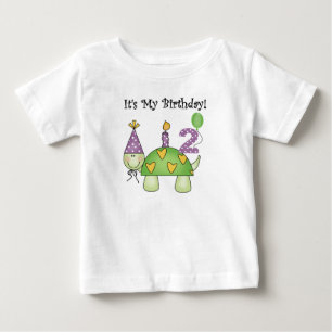 Camiseta Para Bebê Segundo aniversário de tartaruga