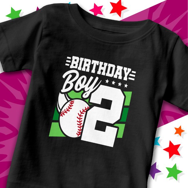 Camiseta Para Bebê segundo aniversário de Tema de Festa de Baseball c (Criador carregado)