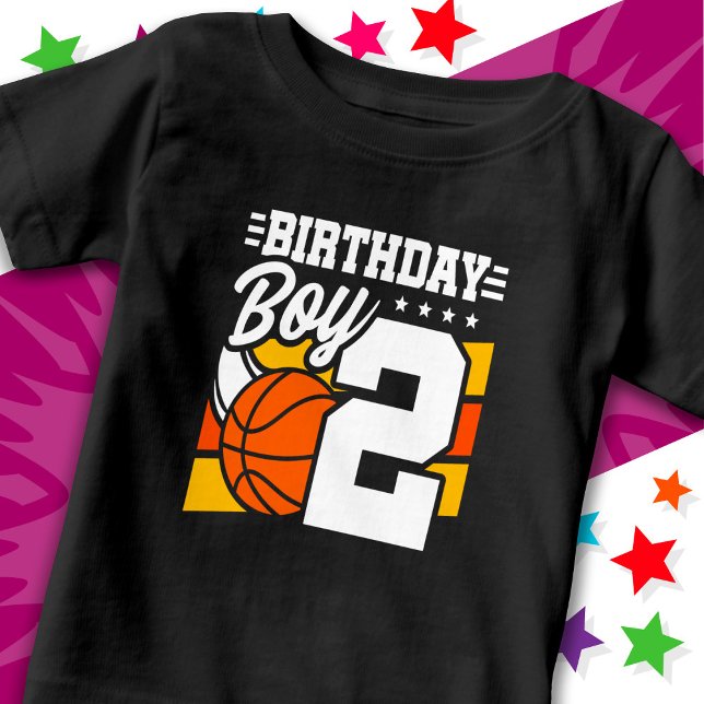 Camiseta Para Bebê segundo aniversário de Tema do Partido de Basquete (Criador carregado)