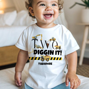 Camiseta Para Bebê Segundo aniversário de Tubagem de Construção em Cu