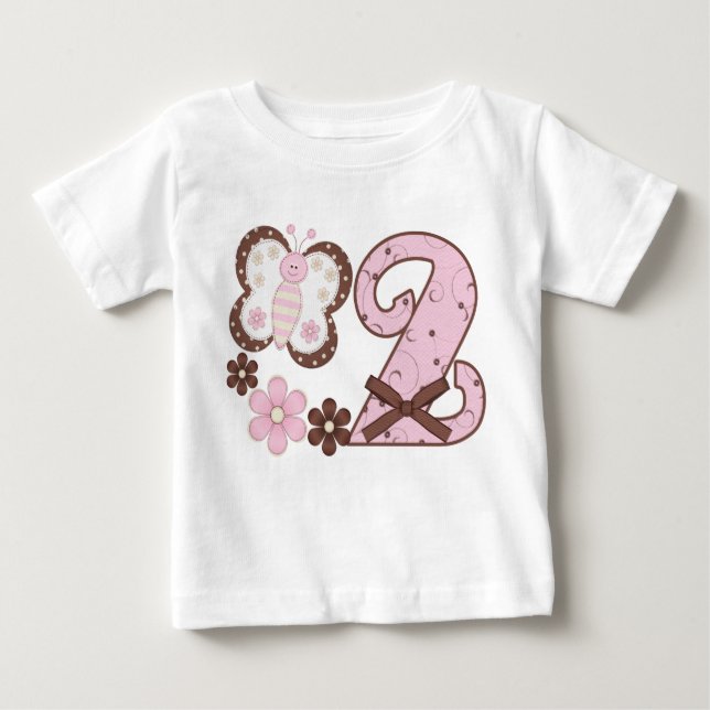 Camiseta Para Bebê Segundo aniversário do botão rosa (Frente)