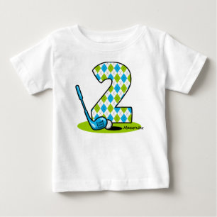 Camiseta Para Bebê Segundo aniversário do golfe de Argyle