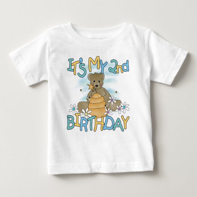 Camiseta Para Bebê Segundo aniversário do urso de mel (Frente)